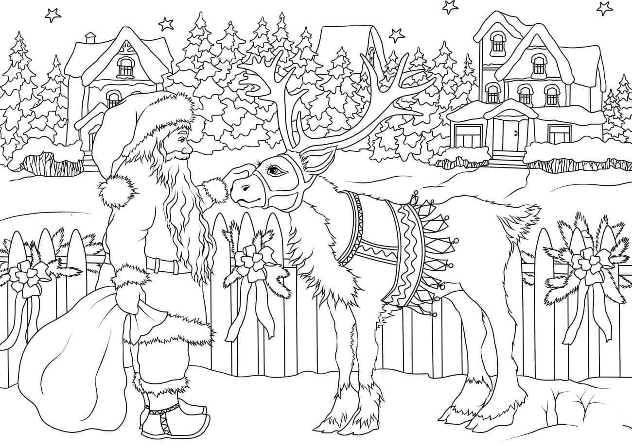santa claus reindeer coloring pages santa claus reindeer coloring pages