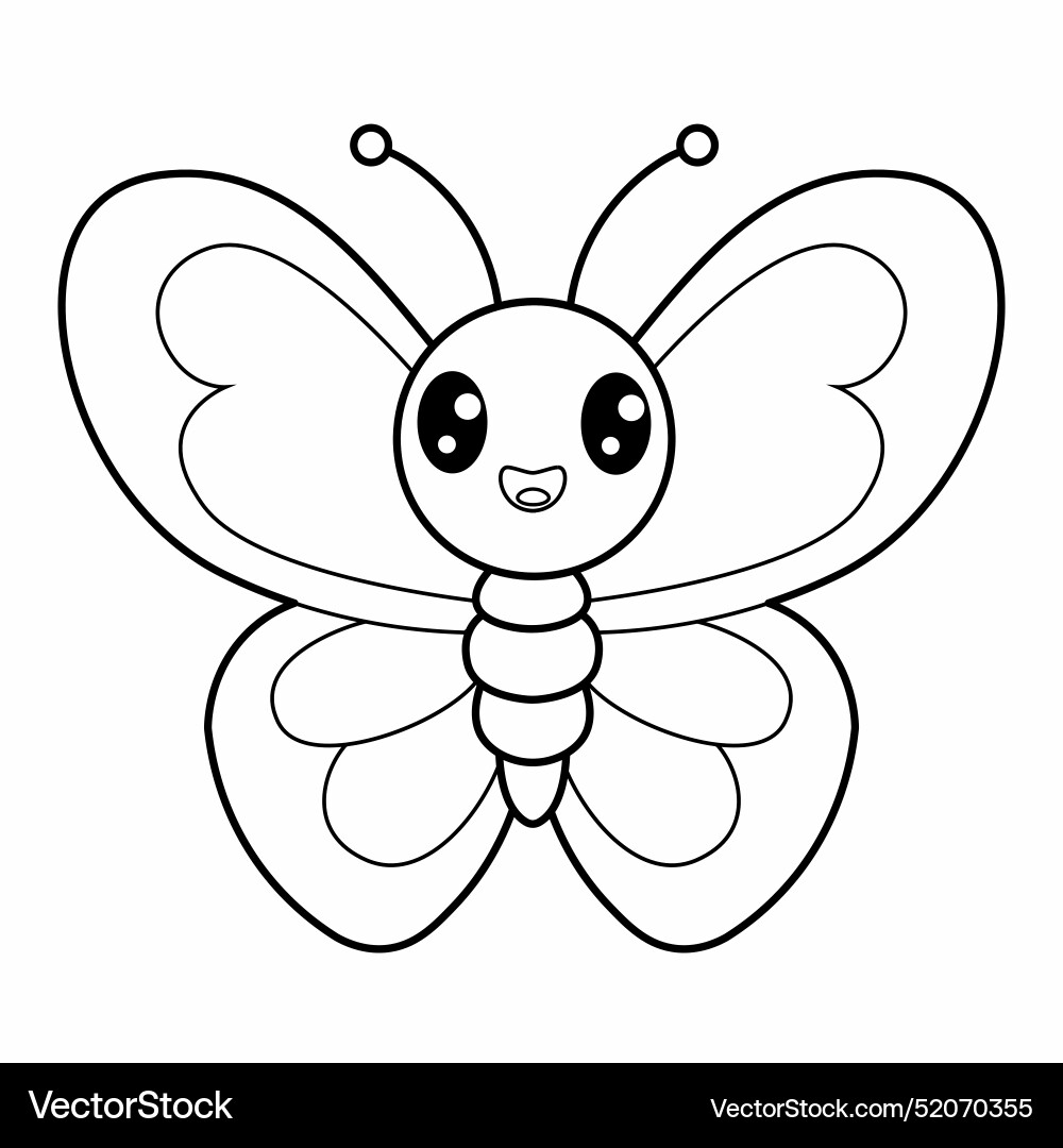 Coloring Page With Butterfly For Kids Outline Vector Image Coloring Page With Butterfly For Kids Outline Vector Image