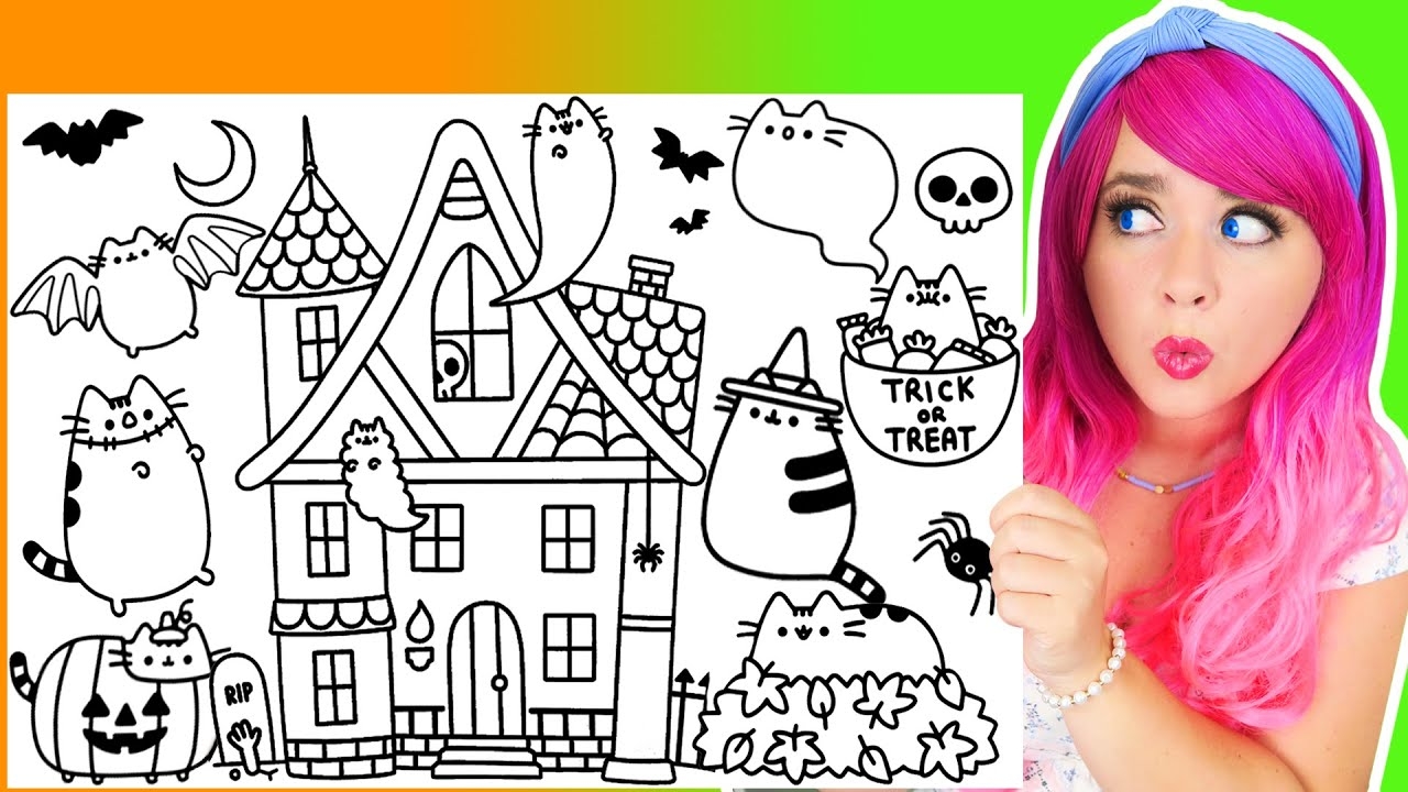 Coloring Pusheen Cat Halloween Autumn Coloring Pages Prismacolor Markers YouTube Coloring Pusheen Cat Halloween Autumn Coloring Pages Prismacolor Markers YouTube