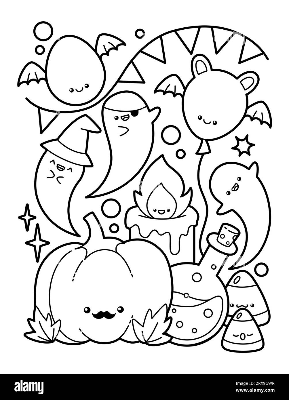 Cute And Kawaii Halloween Coloring Page Stock Vector Image Art Alamy Cute And Kawaii Halloween Coloring Page Stock Vector Image Art Alamy