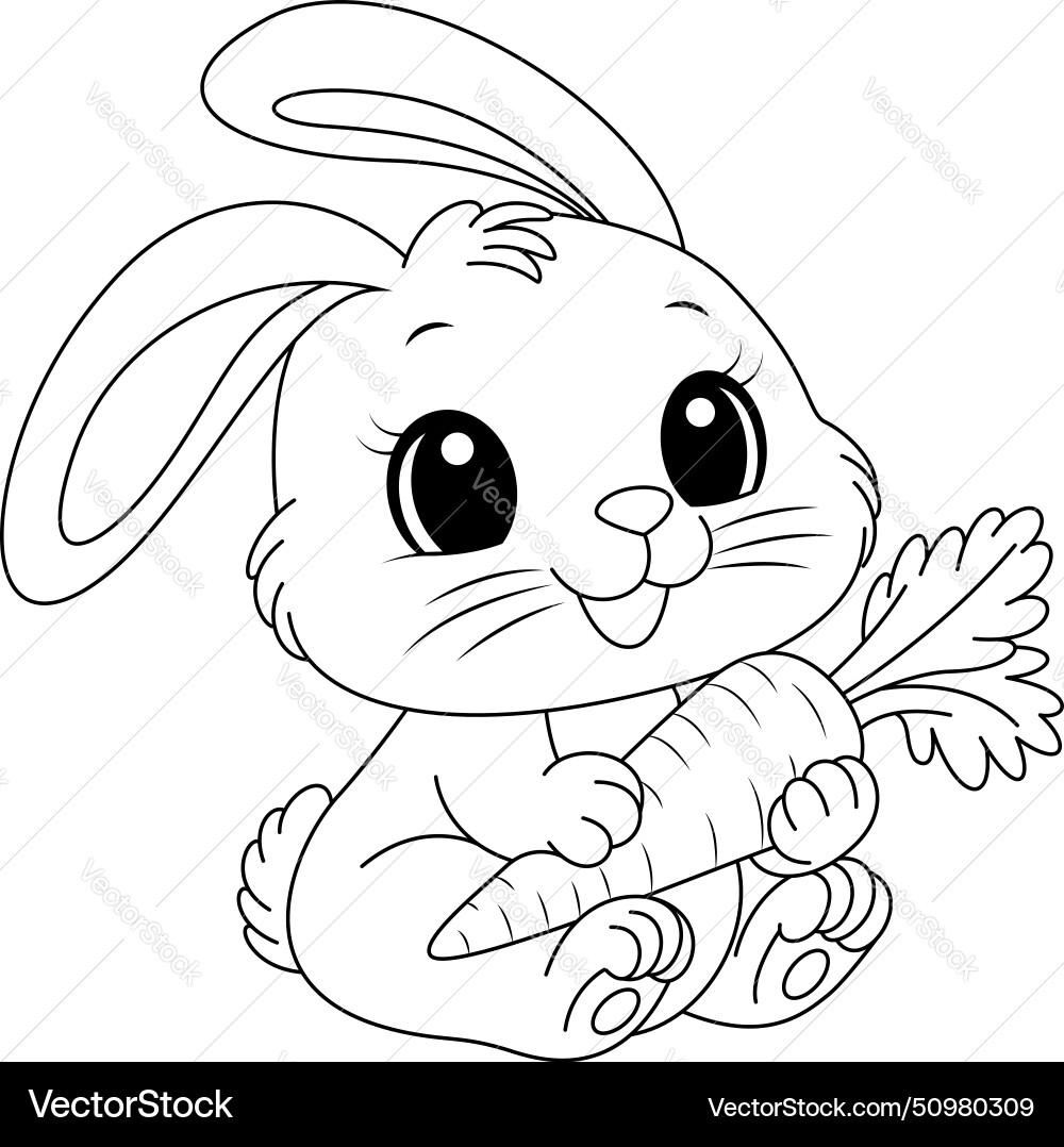 Cute Bunny With Carrot Coloring Page Royalty Free Vector Cute Bunny With Carrot Coloring Page Royalty Free Vector
