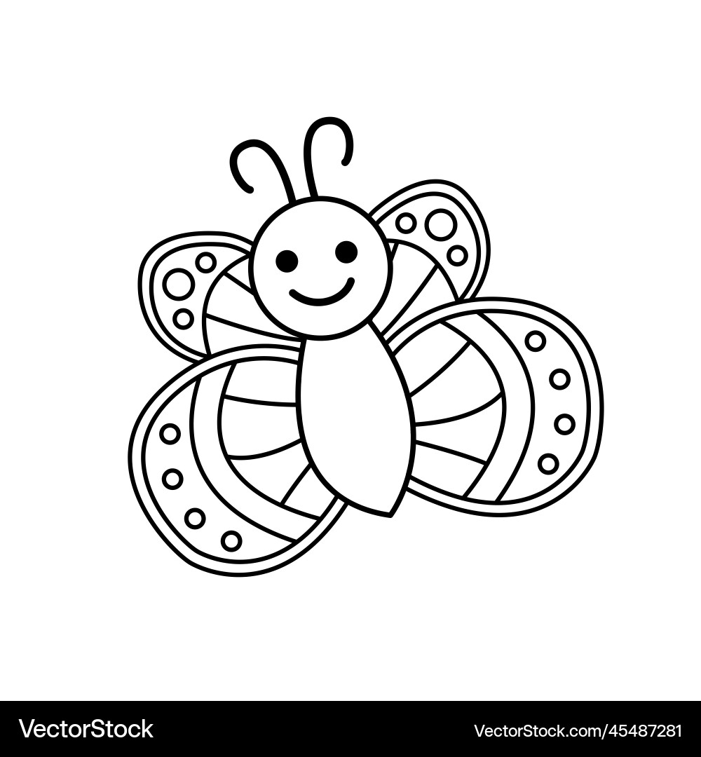 Cute Butterfly Coloring Page Black And White Vector Image Cute Butterfly Coloring Page Black And White Vector Image