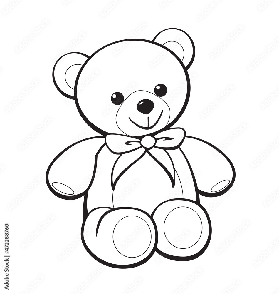 Cute Cartoon Teddy Bear Coloring Book Image Stock Vector Adobe Stock
