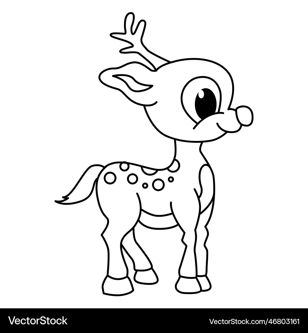 Cute Deer Cartoon Coloring Page For Kids Vector Image