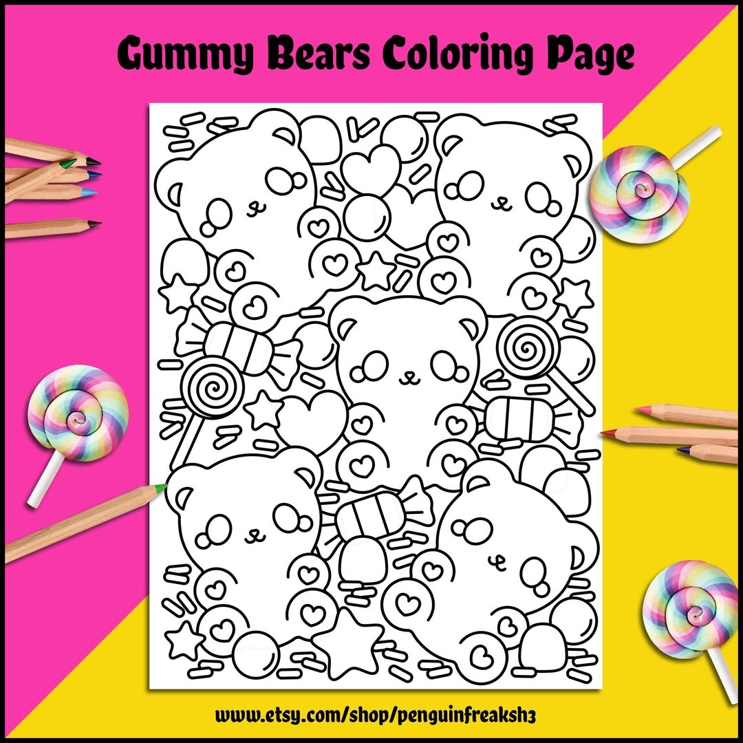 Cute Gummy Bear Candy Printable Coloring Page Etsy Cute Gummy Bear Candy Printable Coloring Page Etsy