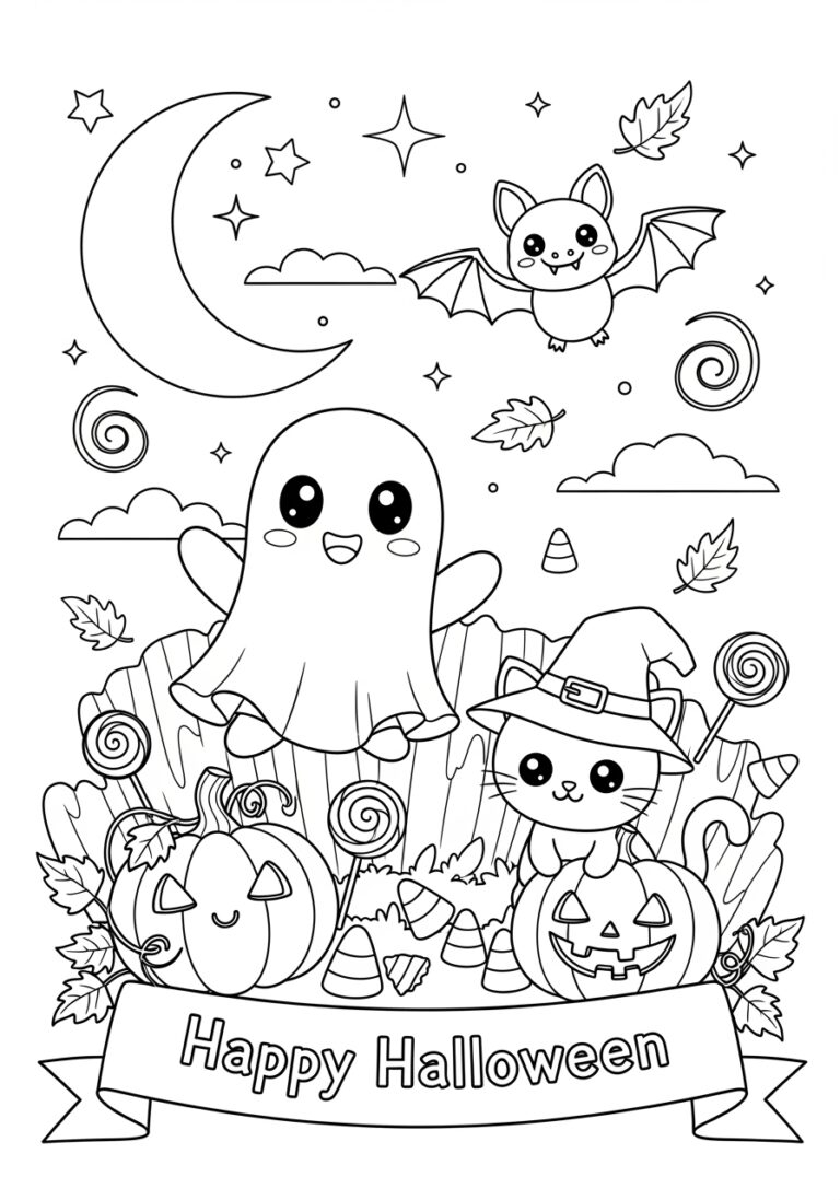 Cute Halloween Color Pages For Kids Free Printables Cute Halloween Color Pages For Kids Free Printables