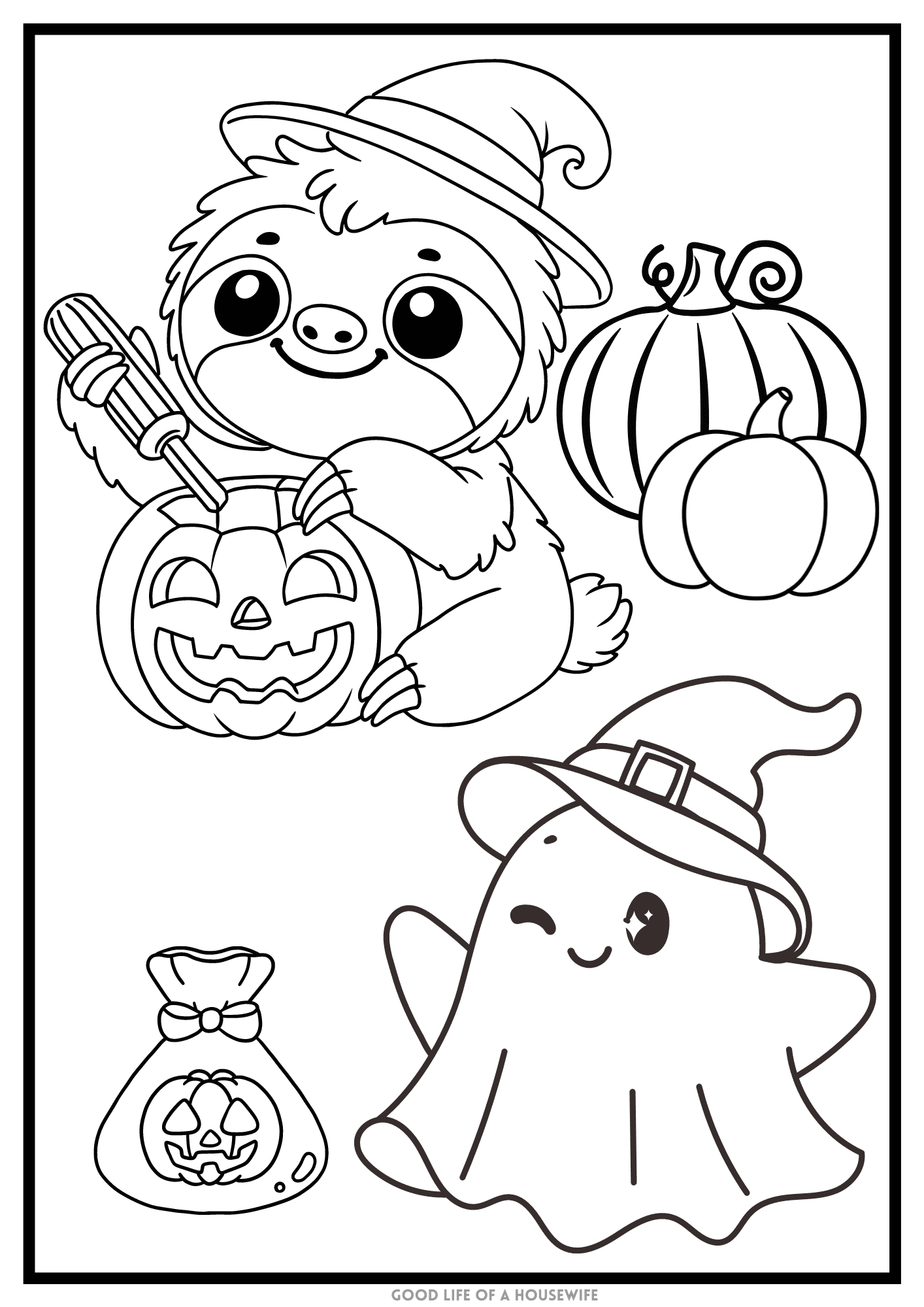 Cute Halloween Coloring Pages For Kids Good Life Of A Housewife Cute Halloween Coloring Pages For Kids Good Life Of A Housewife