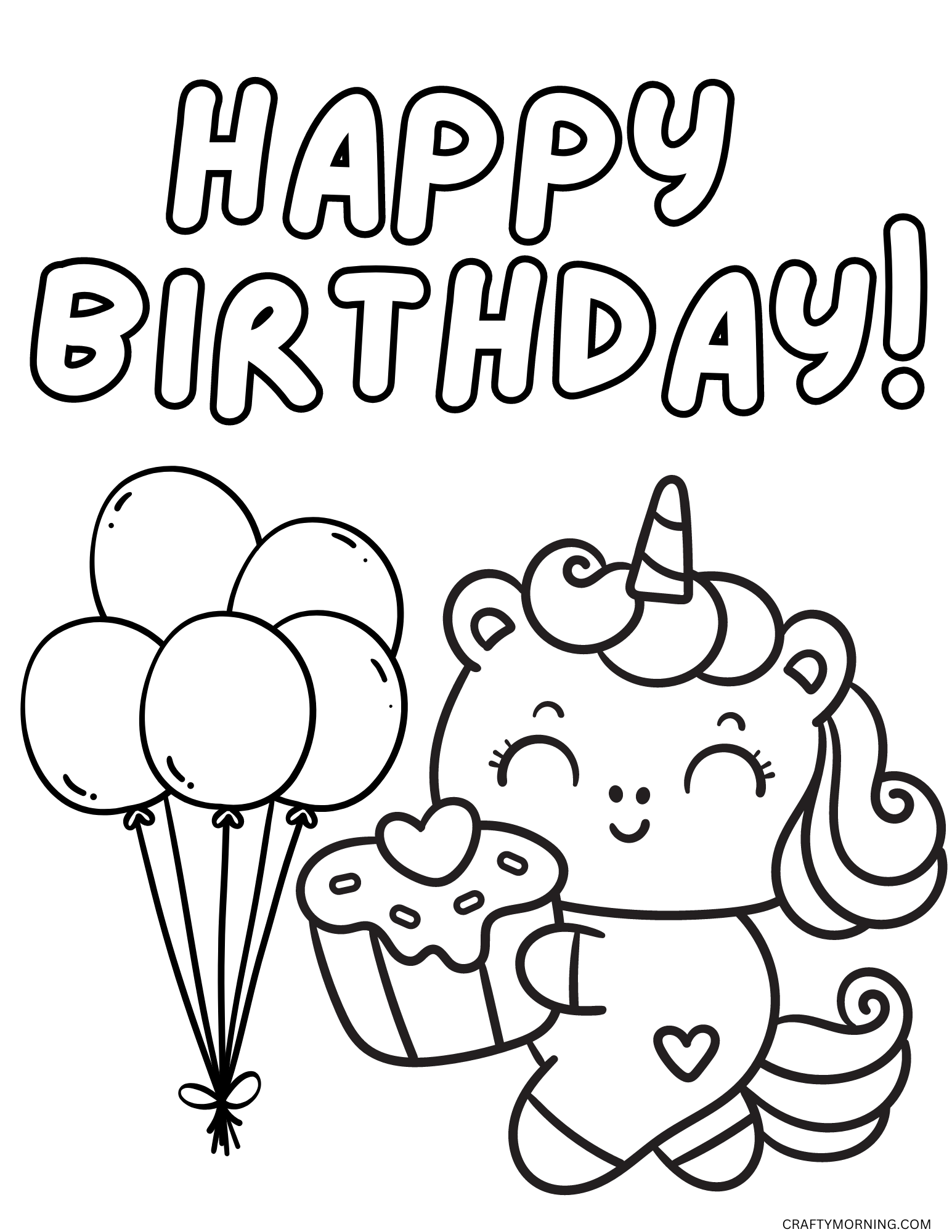 Cute Happy Birthday Coloring Pages Crafty Morning