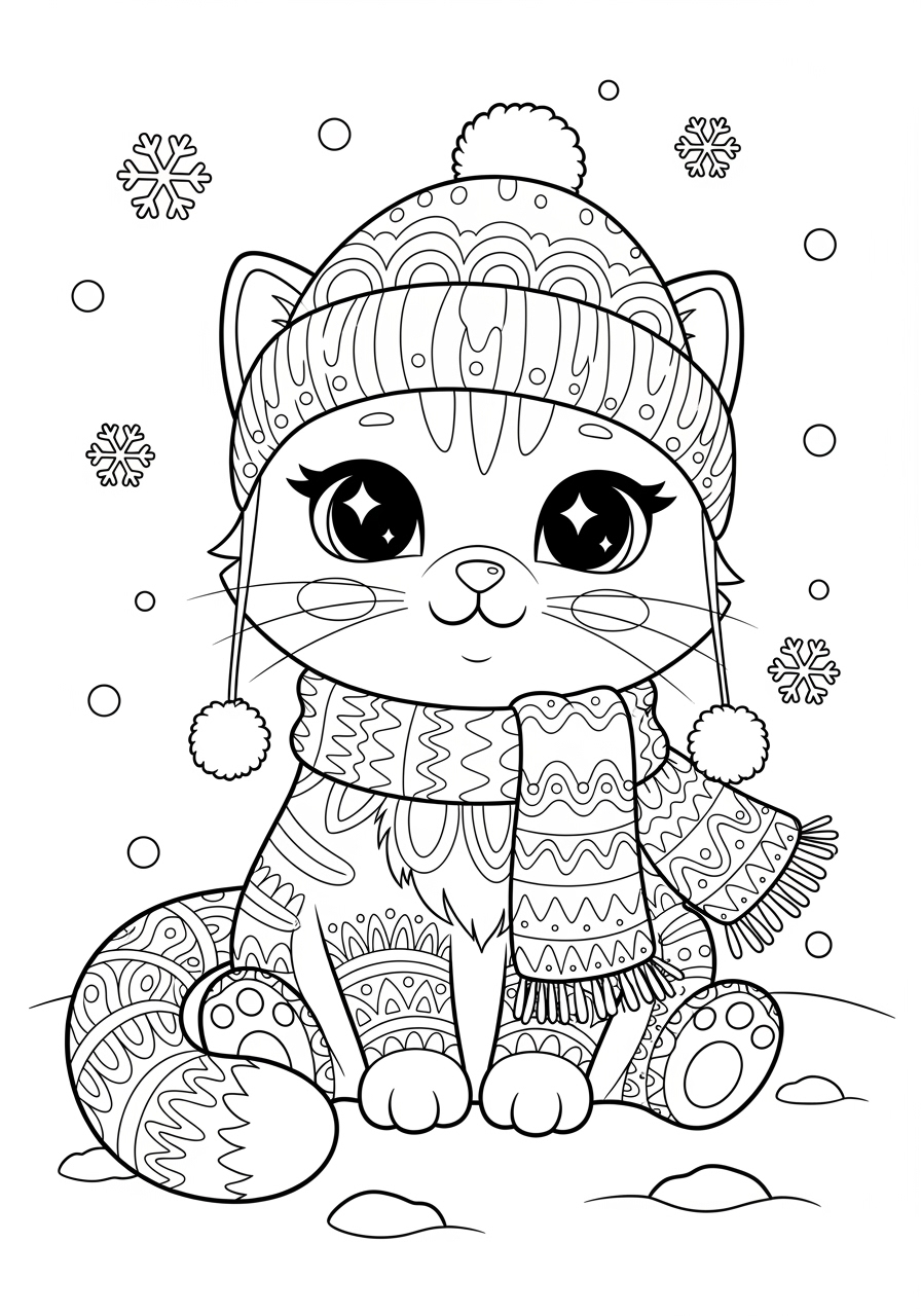 Cute Kawaii Cat Coloring Pages For Kids  Cute Kawaii Cat Coloring Pages For Kids