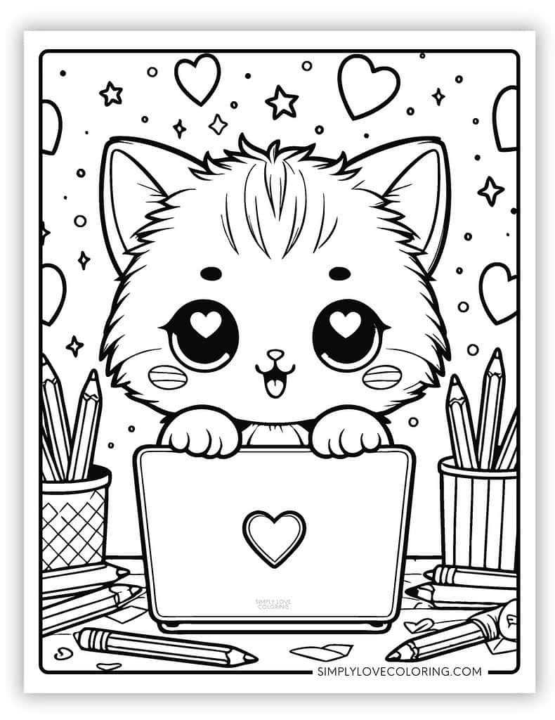 Cute Kitten Coloring Pages Free PDF Printables Simply Love Coloring
