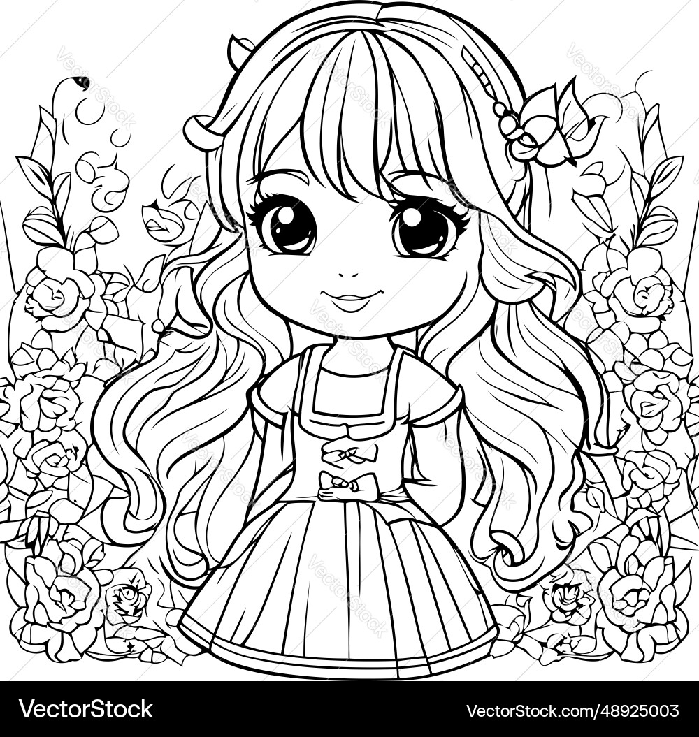 Cute Little Princess Coloring Page Royalty Free Vector Image Cute Little Princess Coloring Page Royalty Free Vector Image