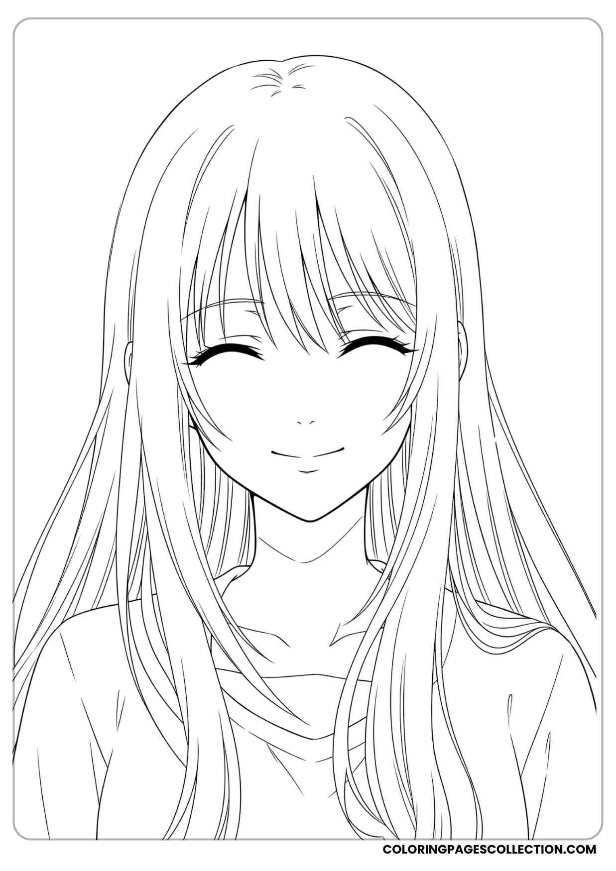 Cute Long Hair Anime Girl Coloring Pages Free Easy To Print  Cute Long Hair Anime Girl Coloring Pages Free Easy To Print