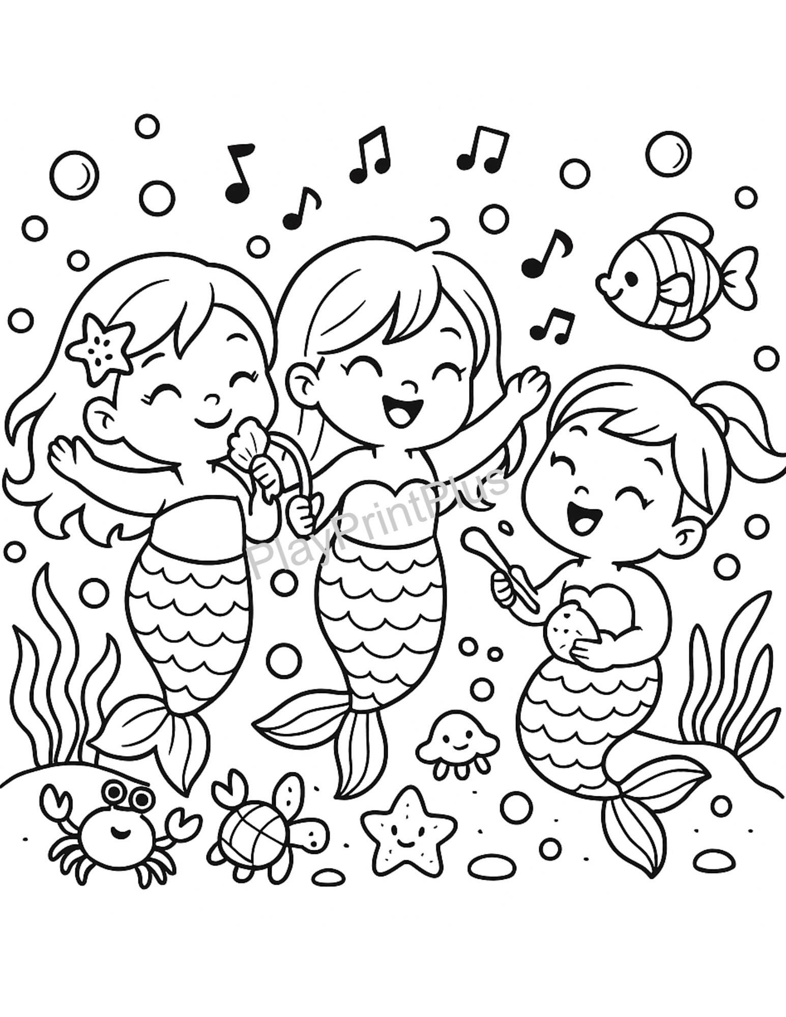 Cute Mermaid Coloring Page For Kids Printable Ocean Underwater Activity Instant Download PDF Etsy Cute Mermaid Coloring Page For Kids Printable Ocean Underwater Activity Instant Download PDF Etsy