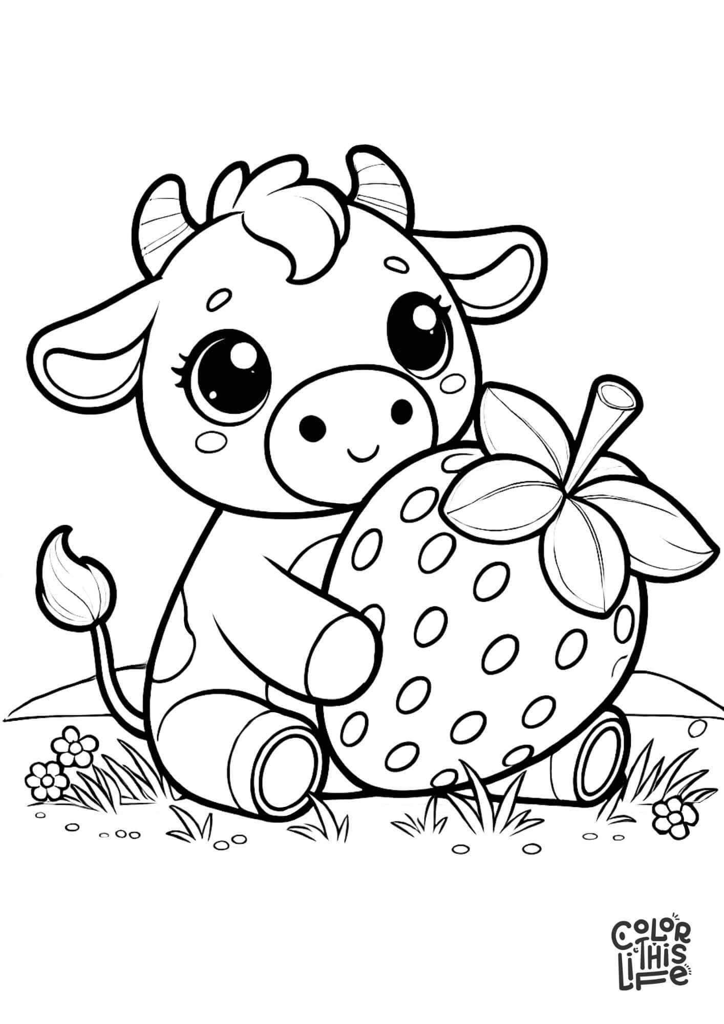 Cute Strawberry Cow Coloring Page Color This Life Cute Strawberry Cow Coloring Page Color This Life
