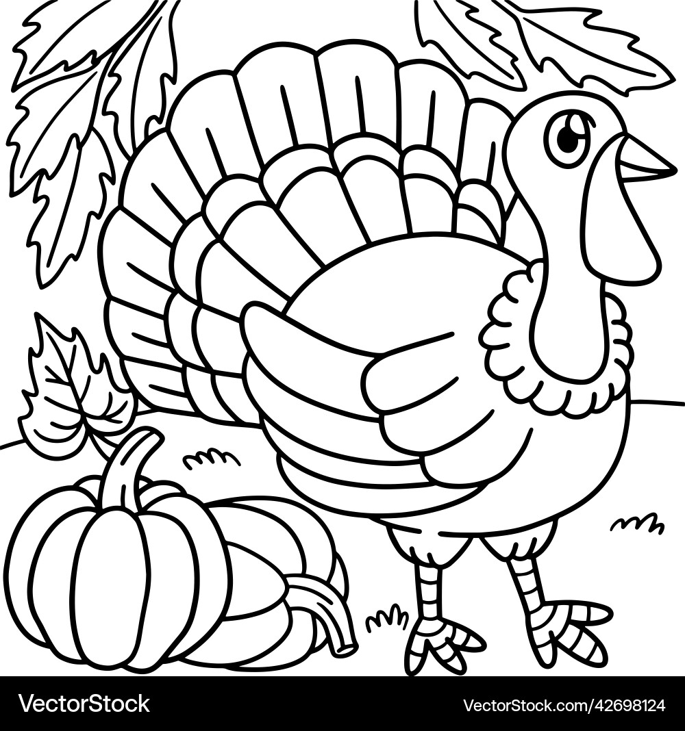 Cute Thanksgiving Turkey Coloring Page Royalty Free Vector Cute Thanksgiving Turkey Coloring Page Royalty Free Vector