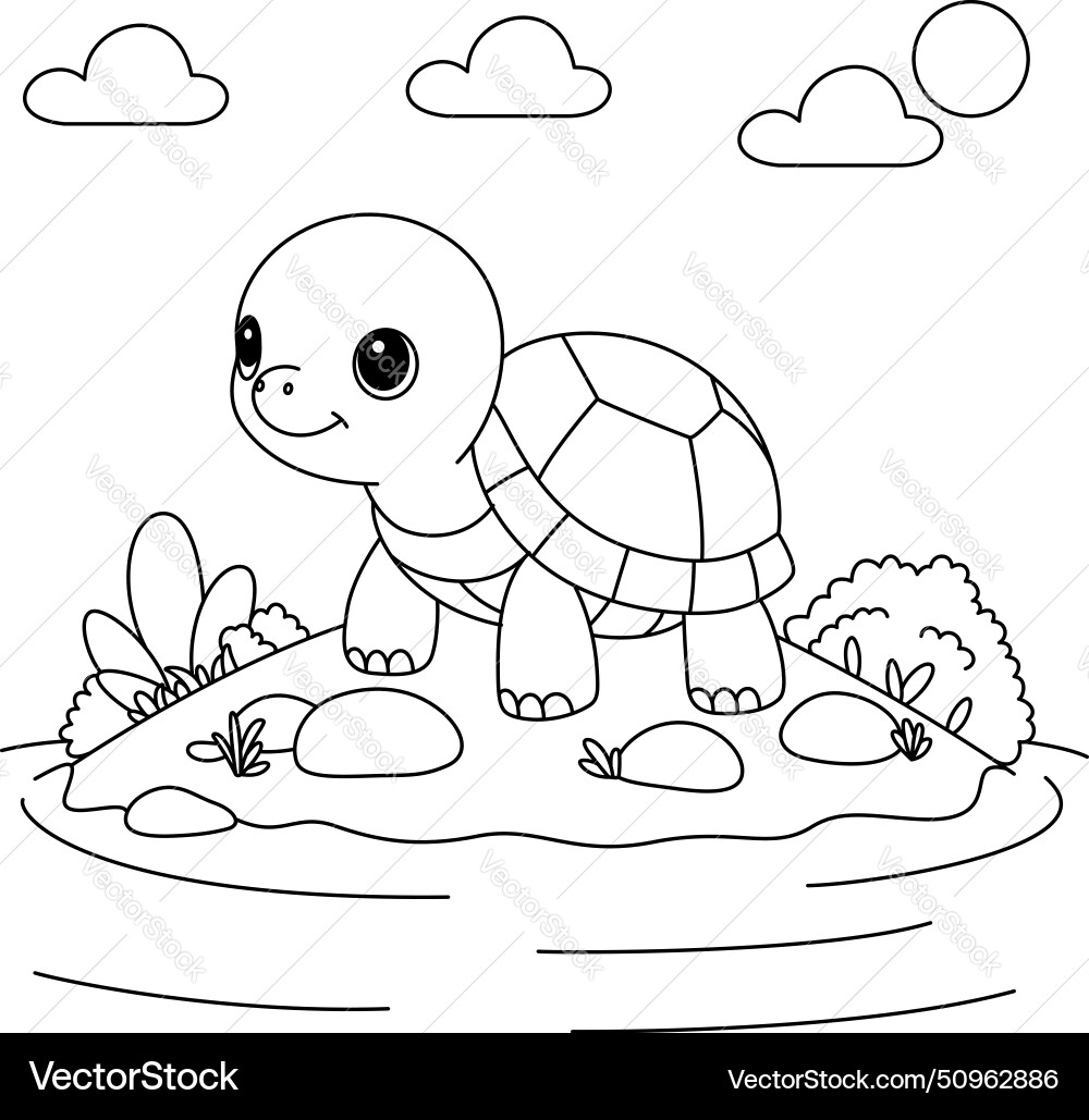 Cute Turtle Coloring Page For Kids Royalty Free Vector Image Cute Turtle Coloring Page For Kids Royalty Free Vector Image