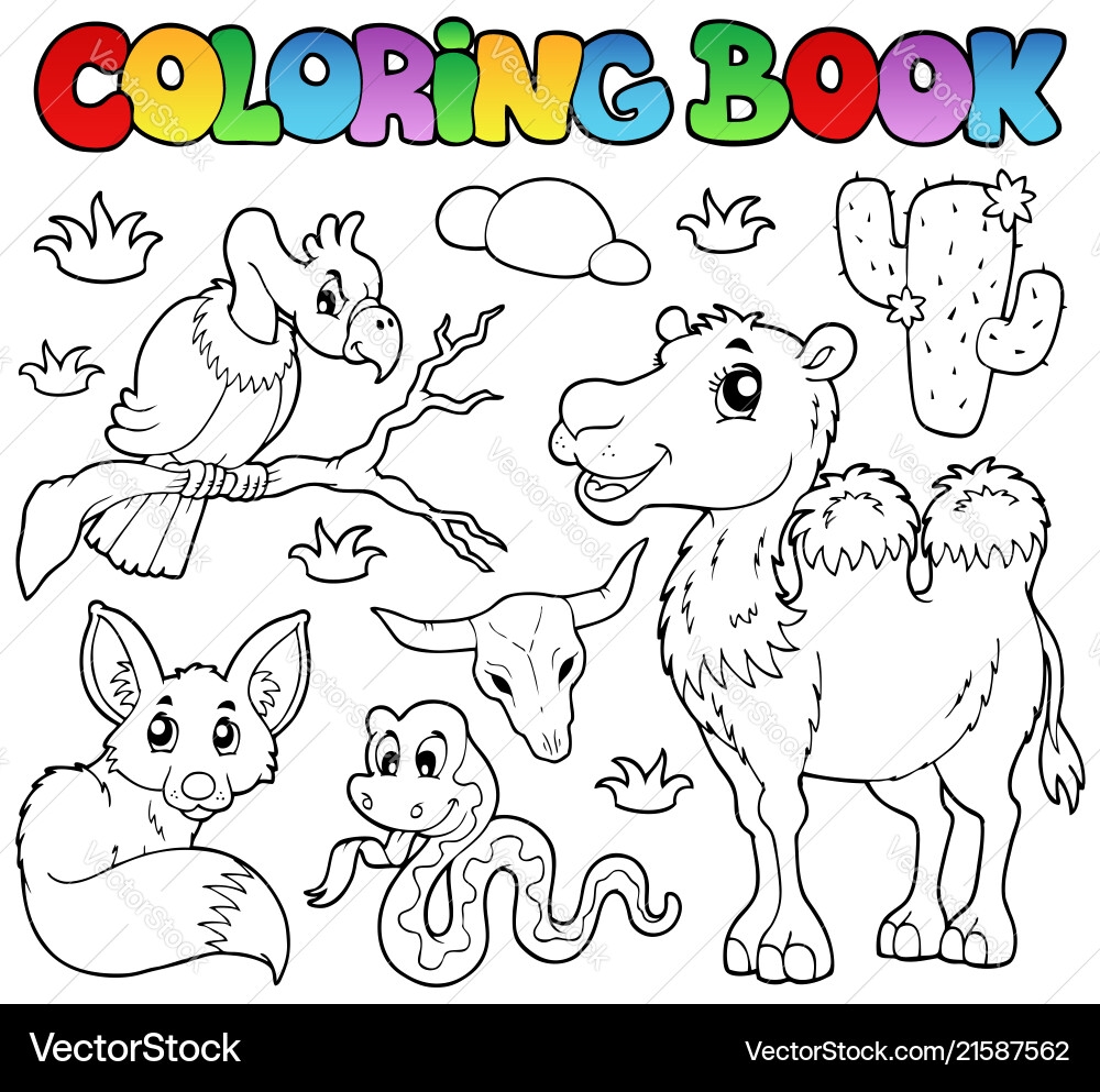 Desert Animals Coloring Book Royalty Free Vector Image