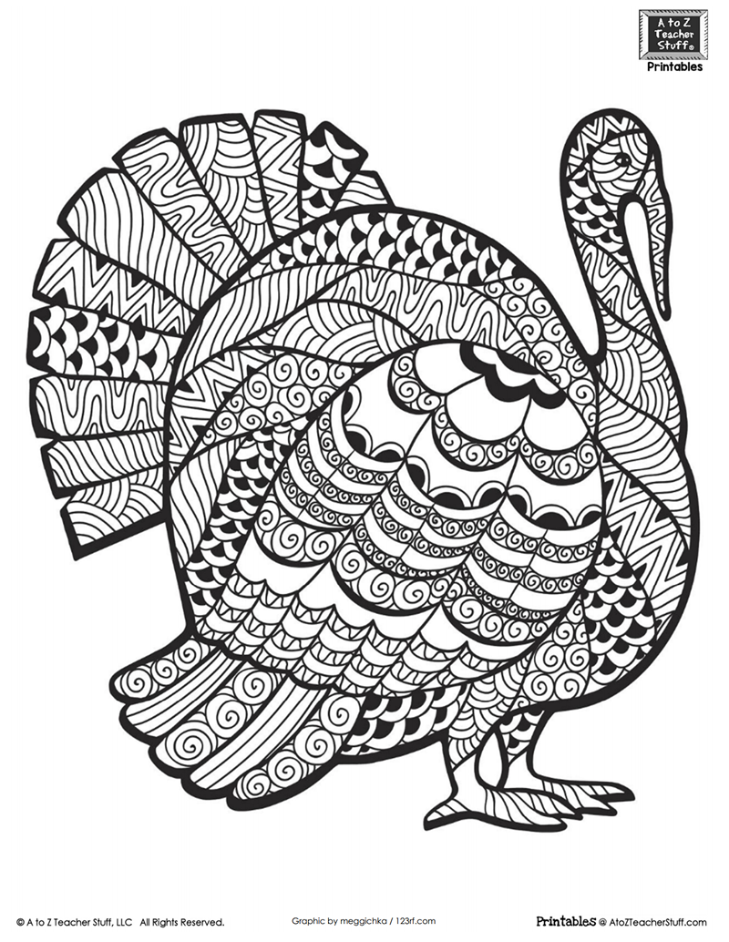 Detailed Turkey Advanced Coloring Page A To Z Teacher Stuff Printable Pages And Worksheets Detailed Turkey Advanced Coloring Page A To Z Teacher Stuff Printable Pages And Worksheets