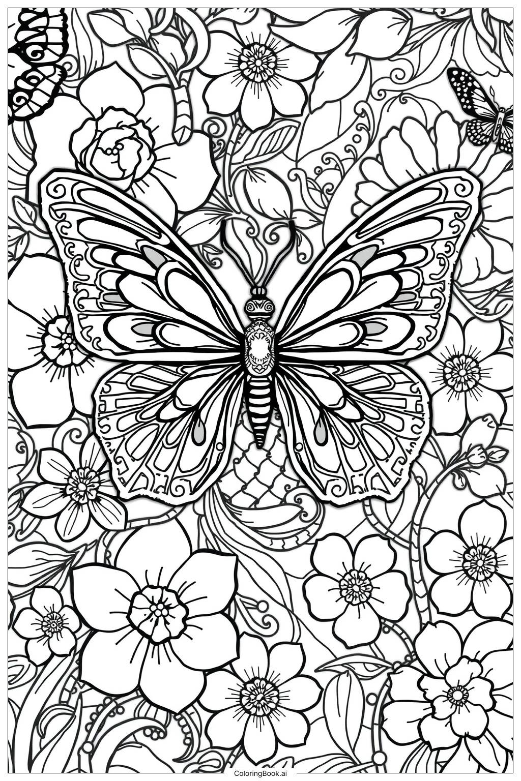 Difficult Butterfly Details Coloring Page Free PDF PNG Printable  Difficult Butterfly Details Coloring Page Free PDF PNG Printable