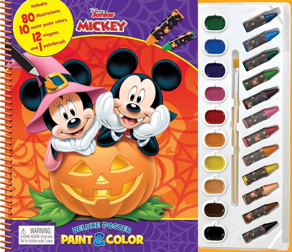 Disney Junior Mickey Halloween Deluxe Poster Paint Color Coloring Book For Kids 80 Illustrations 10 Watercolor Paints 12 Crayons 1 Paint Brush Phidal Publishing Inc 9782764355800 Amazon Books Disney Junior Mickey Halloween Deluxe Poster Paint Color Coloring Book For Kids 80 Illustrations 10 Watercolor Paints 12 Crayons 1 Paint Brush Phidal Publishing Inc 9782764355800 Amazon Books