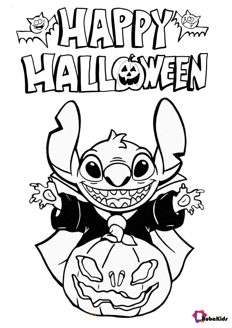 Disney Stitch Happy Halloween Coloring Pages BubaKids Disney Stitch Happy Halloween Coloring Pages BubaKids