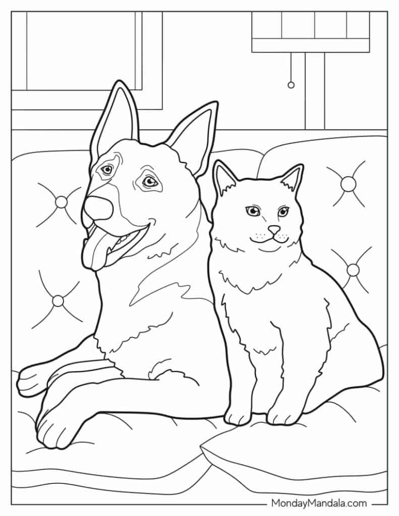 coloring pages cat and dog coloring pages cat and dog