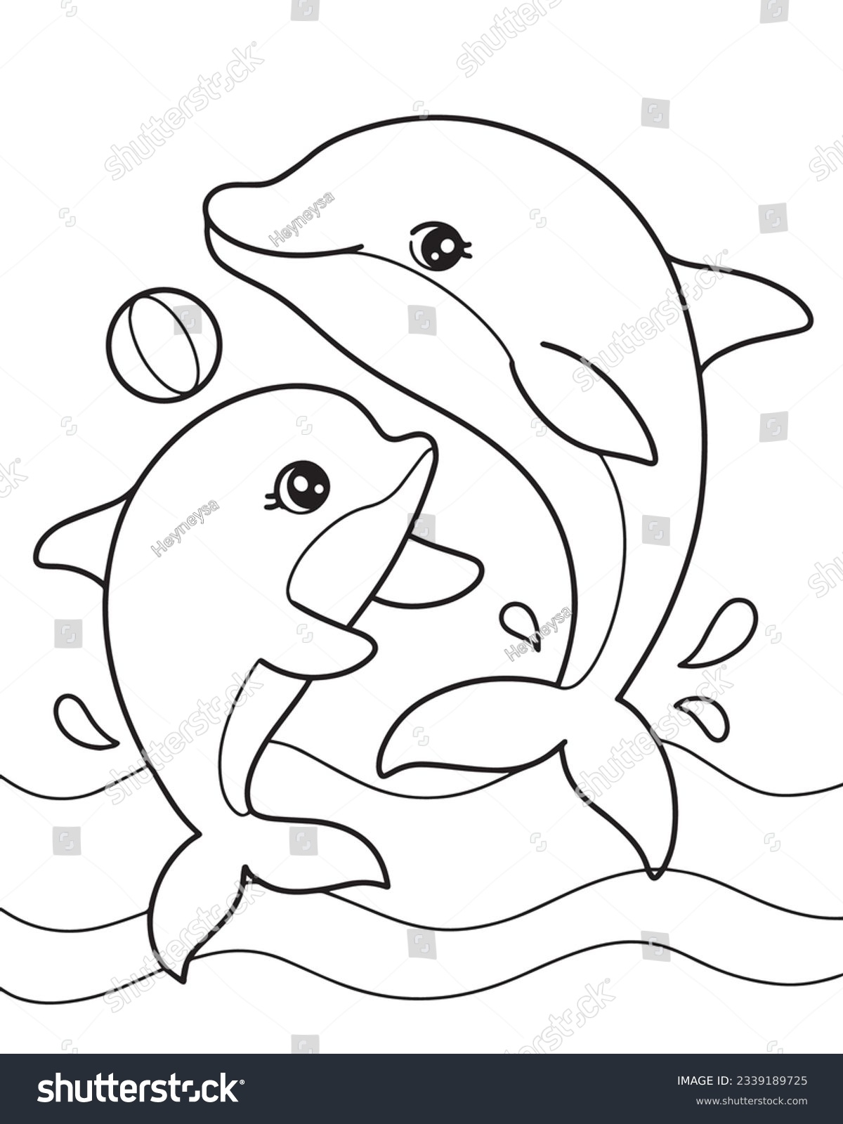Dolphins Coloring Page Illustration Kids Stock Vector Royalty Free 2339189725 Shutterstock