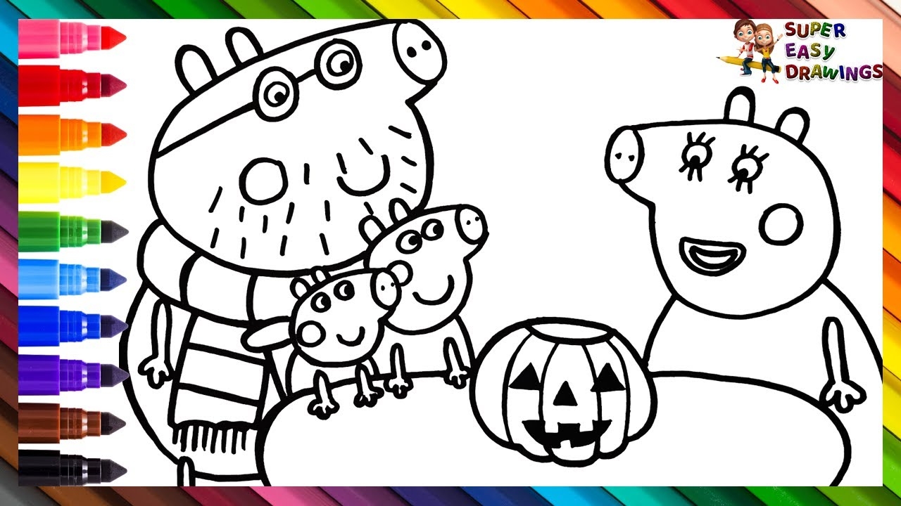 Drawing And Coloring Peppa Pig On Halloween Drawings For Kids YouTube Drawing And Coloring Peppa Pig On Halloween Drawings For Kids YouTube