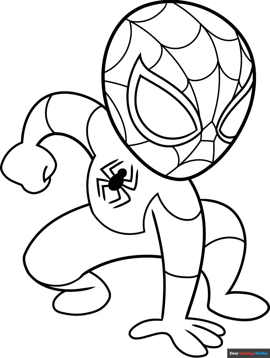 Easy Cartoon Spider Man Coloring Page Easy Drawing Guides Easy Cartoon Spider Man Coloring Page Easy Drawing Guides