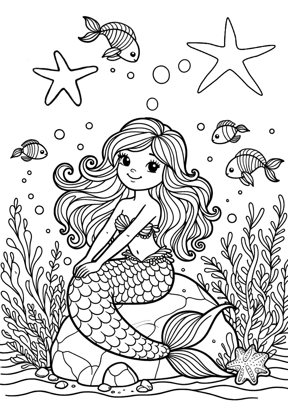 Easy Colouring Mermaid On A Rock Rooftop Post Printables Easy Colouring Mermaid On A Rock Rooftop Post Printables