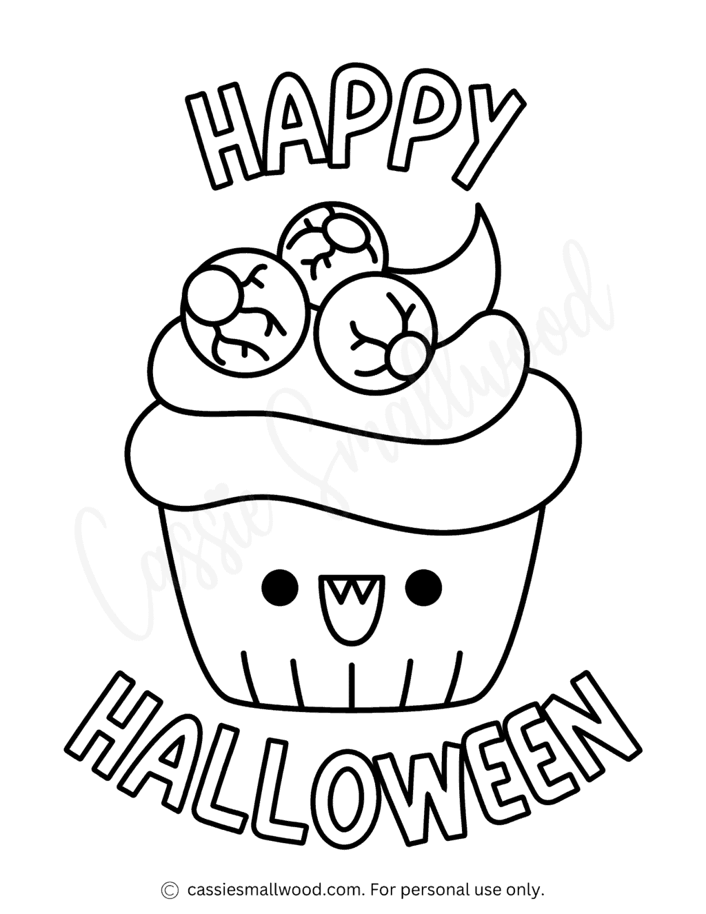 Easy Cute Halloween Coloring Page Cassie Smallwood Easy Cute Halloween Coloring Page Cassie Smallwood