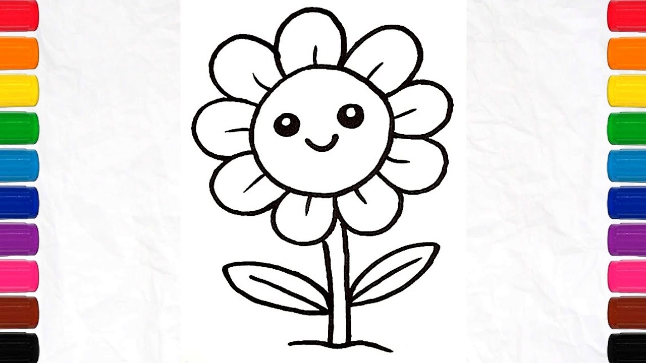 Easy Flower Drawing Painting And Coloring For Kids Toddlers How To Draw A Cute Flower YouTube Easy Flower Drawing Painting And Coloring For Kids Toddlers How To Draw A Cute Flower YouTube