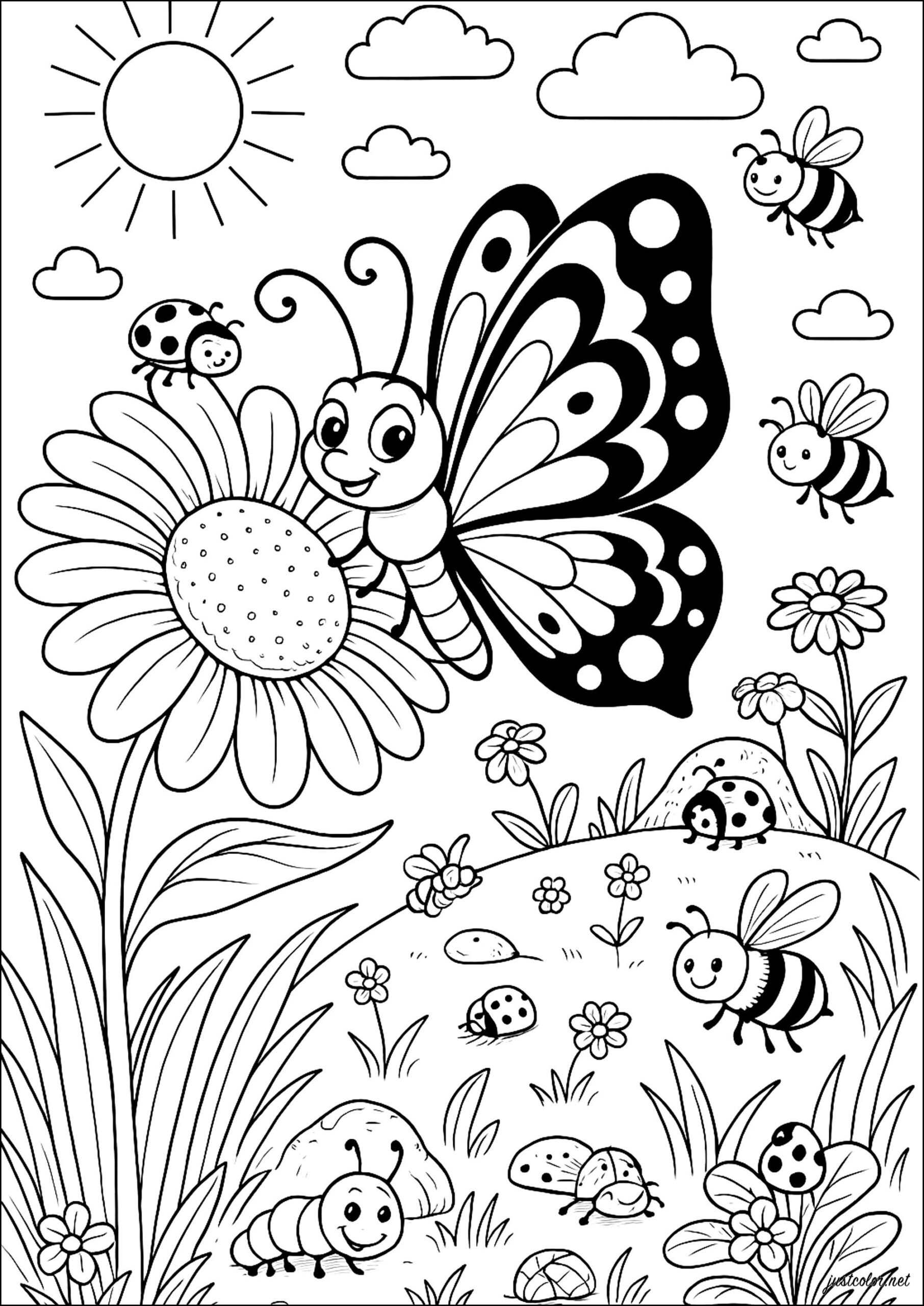 Enchanted Garden With Happy Insects Butterfly Coloring Pages Enchanted Garden With Happy Insects Butterfly Coloring Pages