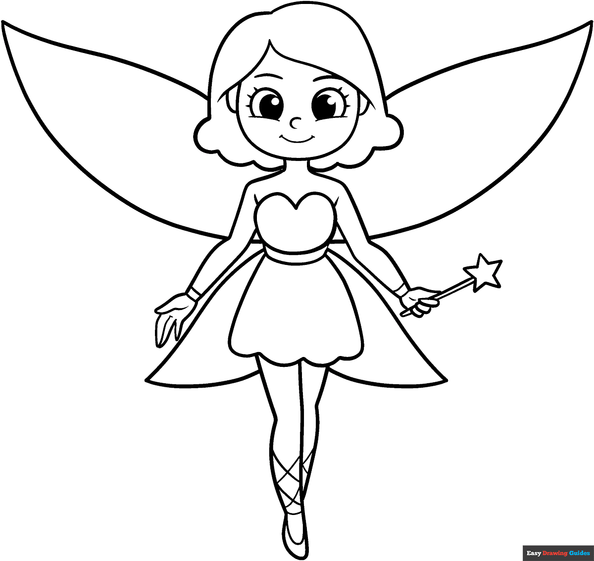 Fairy Coloring Page Easy Drawing Guides Fairy Coloring Page Easy Drawing Guides