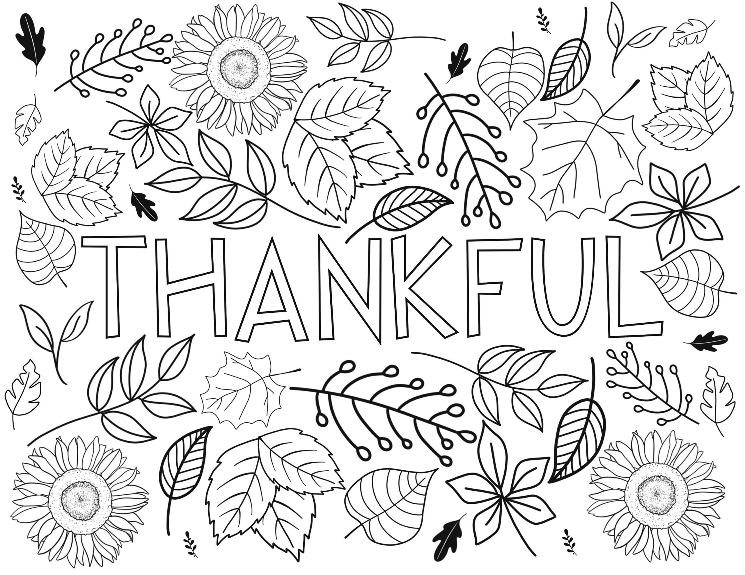 Fall Coloring Page Thankful Leaves Sunflowers PDF Download Etsy Singapore Fall Coloring Page Thankful Leaves Sunflowers PDF Download Etsy Singapore