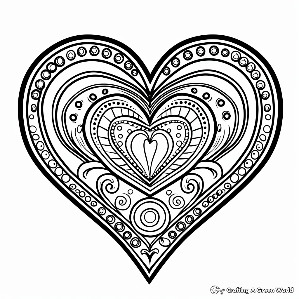 Fancy Heart Coloring Pages Free Printable  Fancy Heart Coloring Pages Free Printable