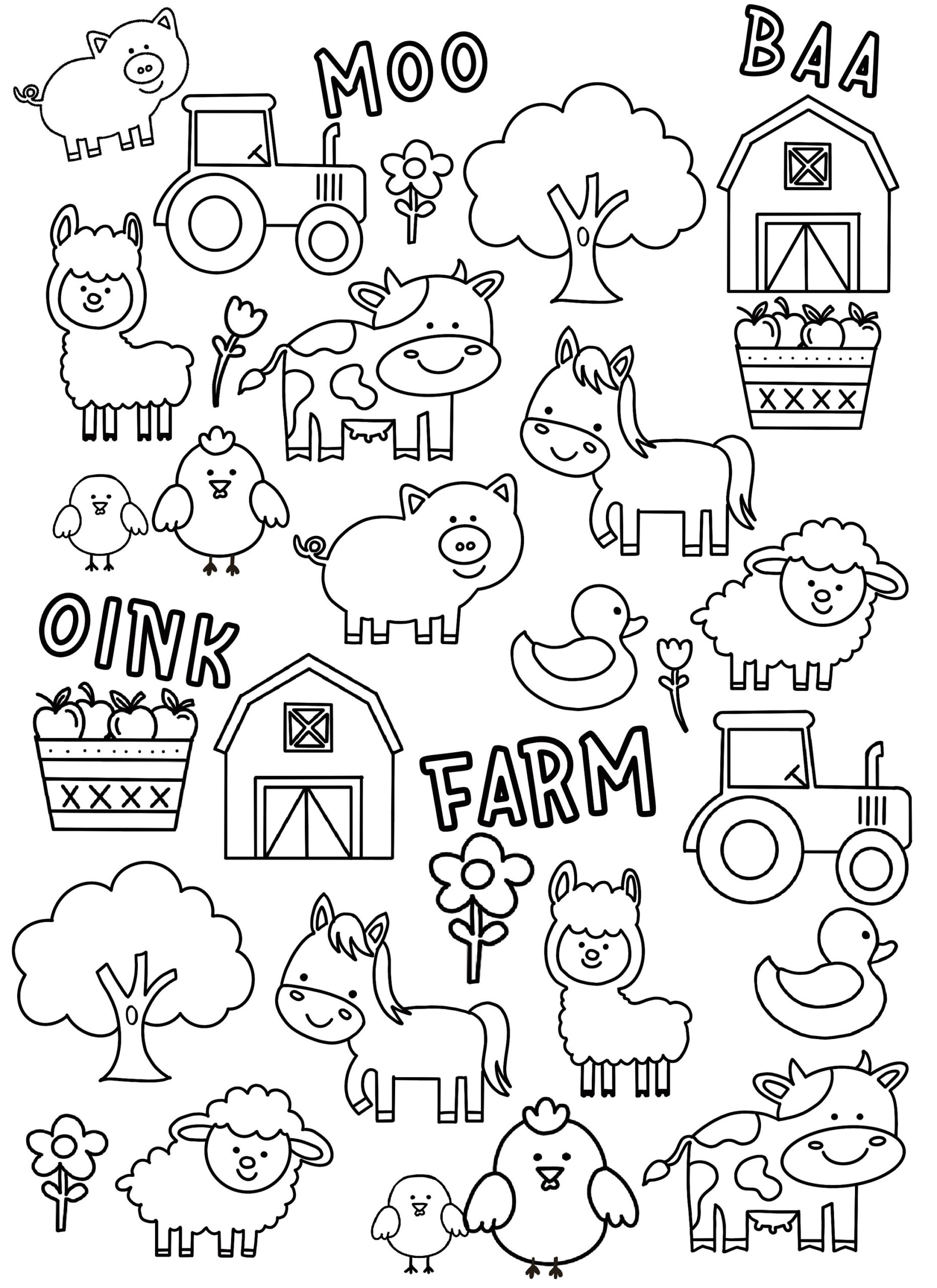 Farm Animals Coloring Page Fun Kids Activity PDF Etsy Finland