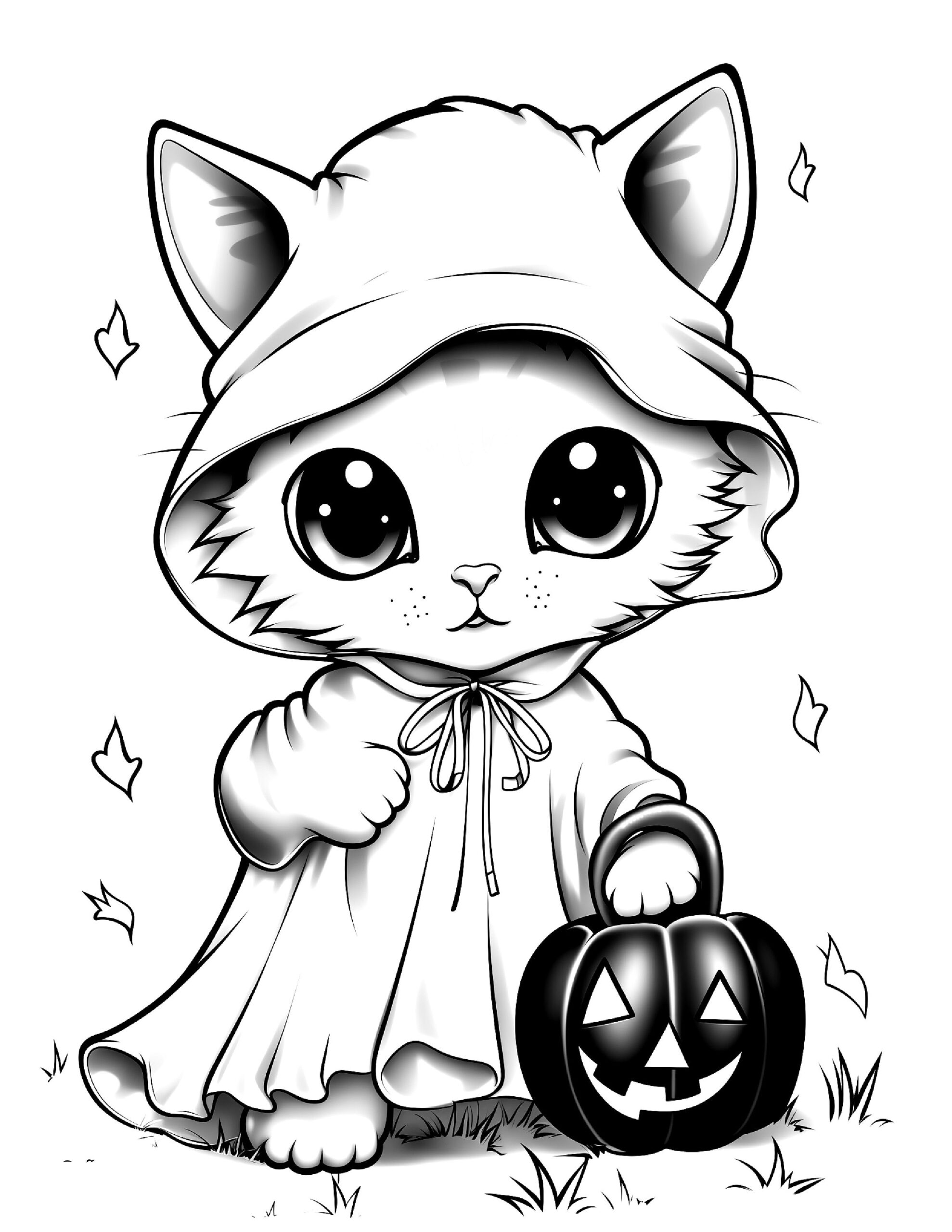 Five Halloween Kittens Coloring Sheets For Instant Download Etsy