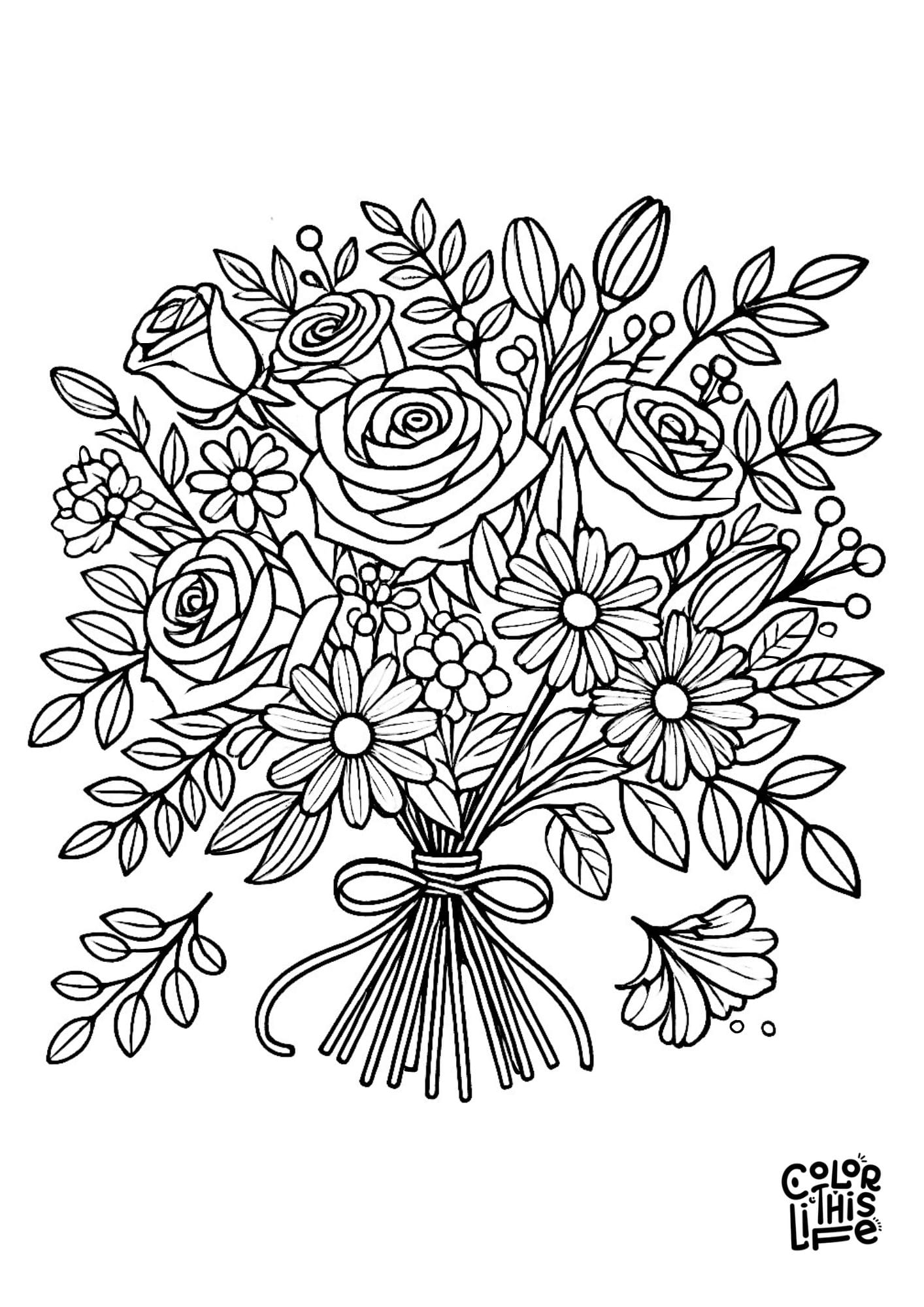 bouquet of flowers coloring page bouquet of flowers coloring page