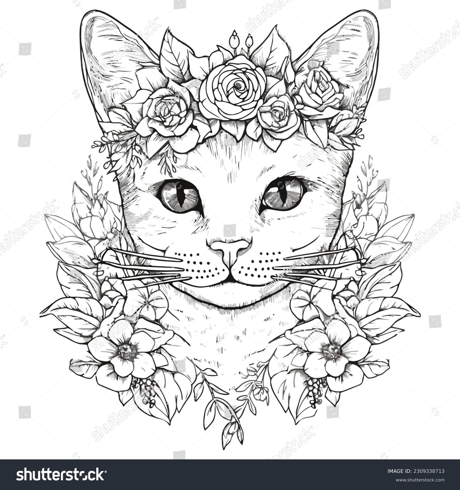 Flower Cat Coloring Pages Adults Stock Vector Royalty Free 2309338713 Shutterstock Flower Cat Coloring Pages Adults Stock Vector Royalty Free 2309338713 Shutterstock