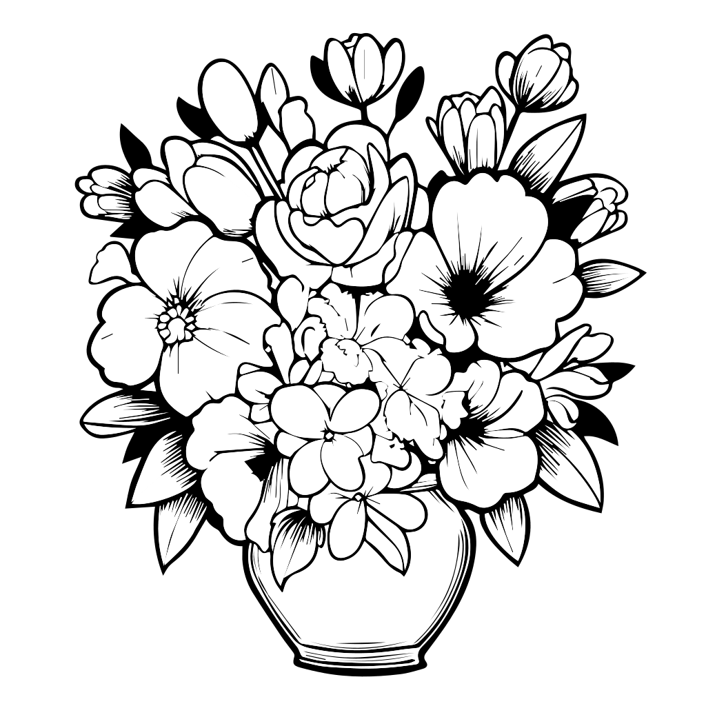 bunch of flowers colouring pages