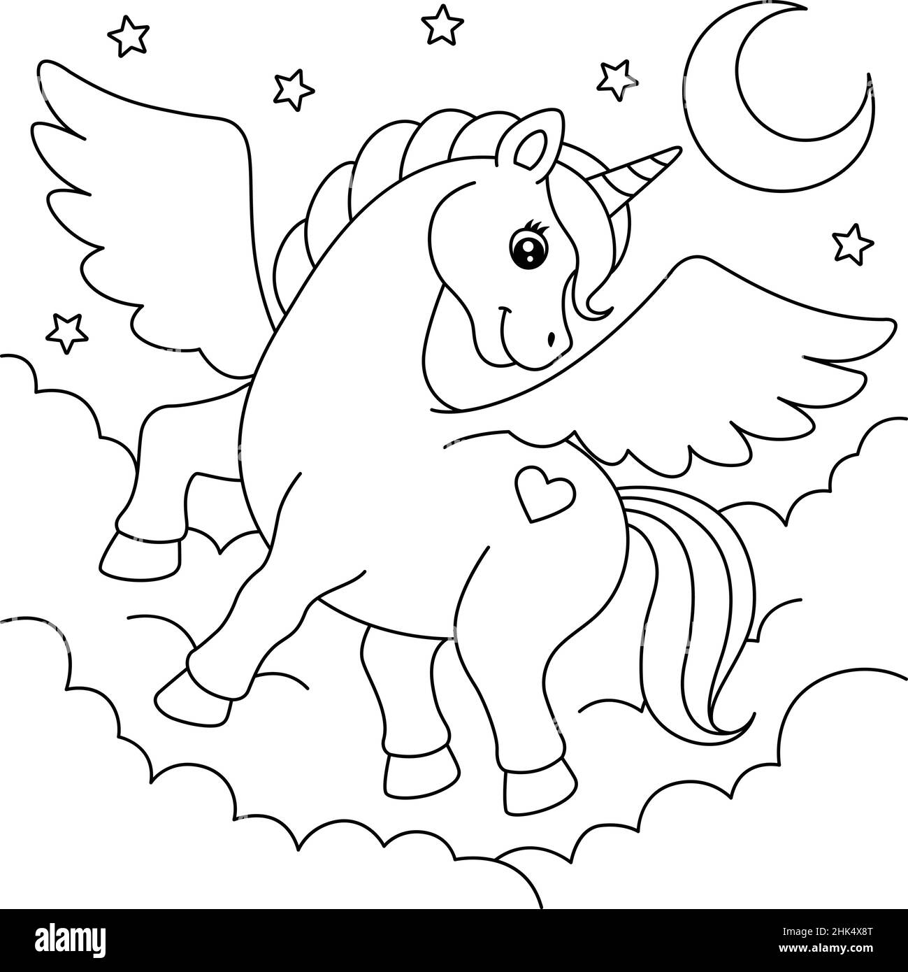 Flying Unicorn Coloring Page For Kids Stock Vector Image Art Alamy Flying Unicorn Coloring Page For Kids Stock Vector Image Art Alamy