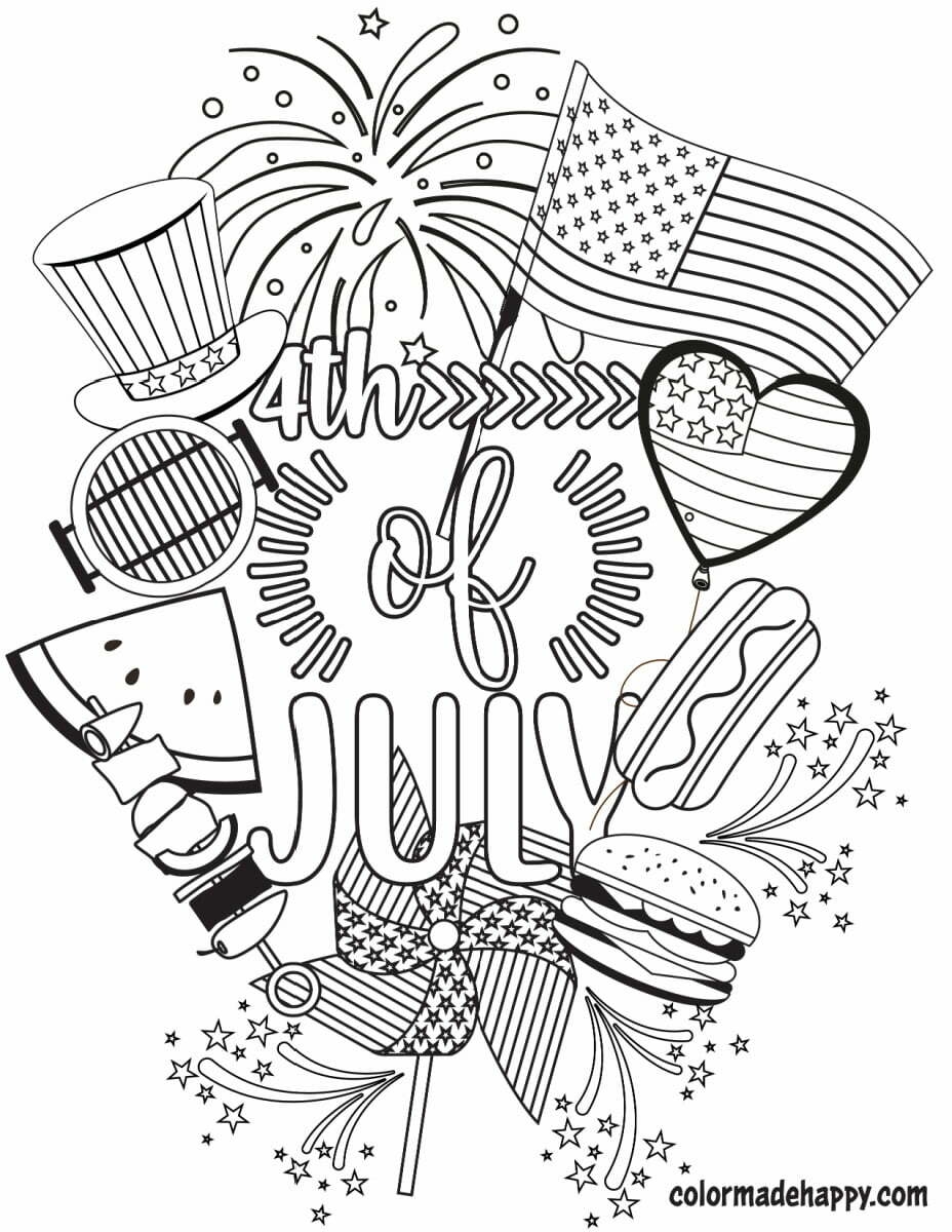 Fourth Of July Coloring Pages Color Made Happy