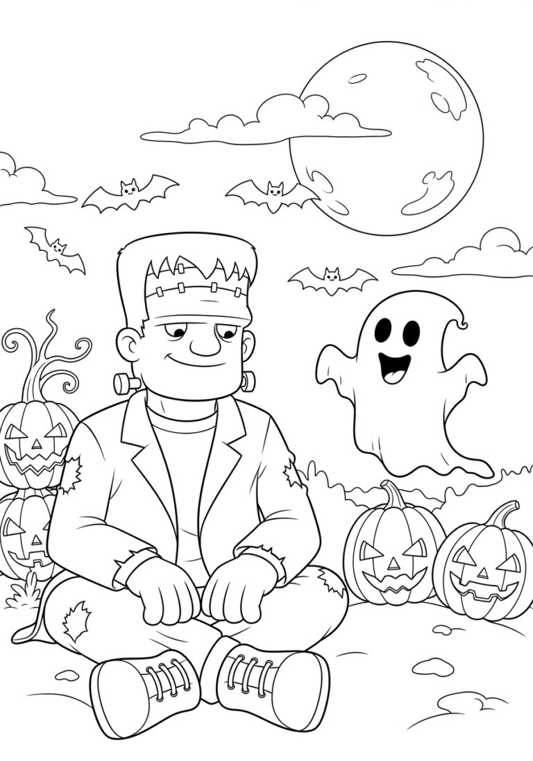 Frankenstein Friendly Ghost Coloring Page Free Printable Frankenstein Friendly Ghost Coloring Page Free Printable