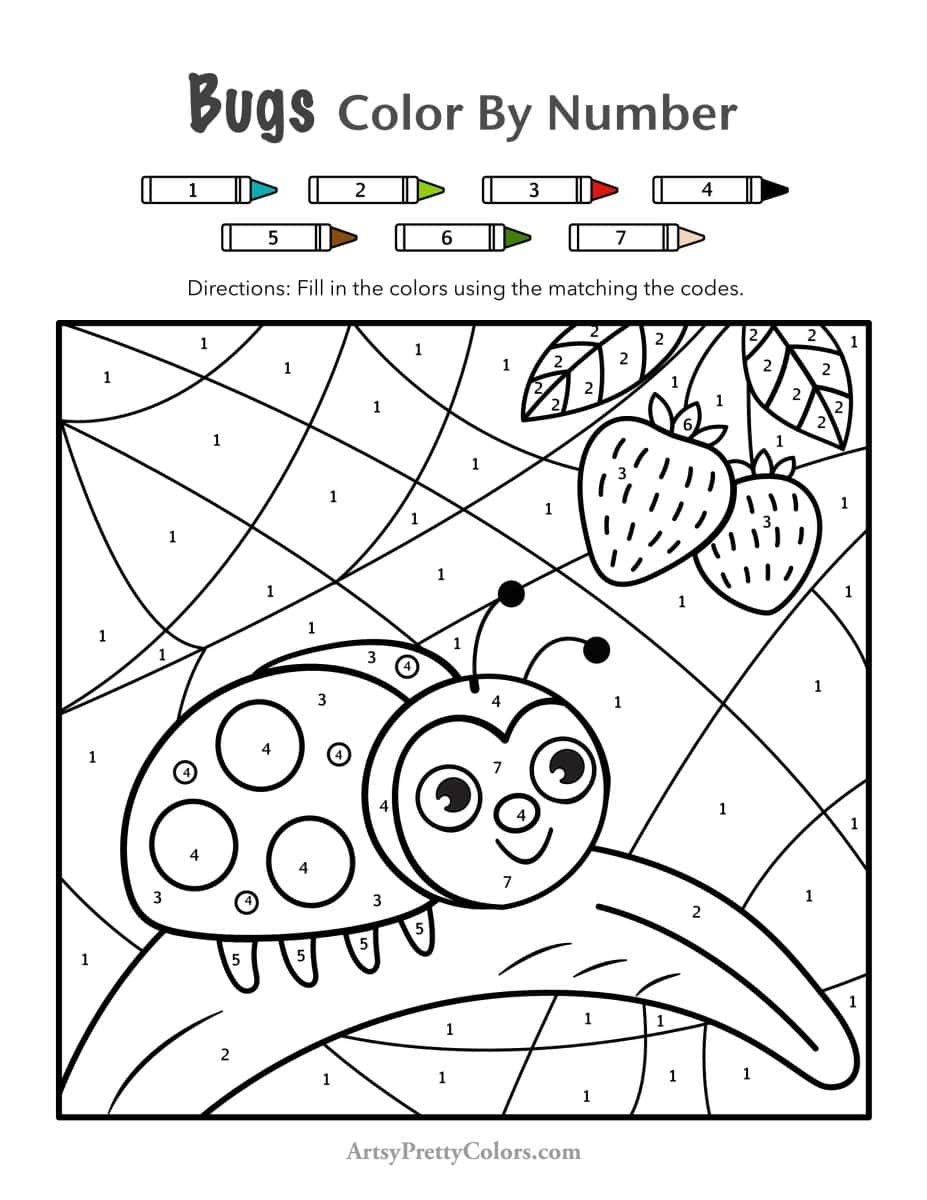 Free Bug Color By Number For Kids Artsy Pretty Colors
