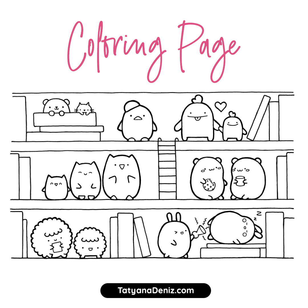 Free Coloring Page Featuring Kawaii Animals In Different Poses Free Coloring Page Featuring Kawaii Animals In Different Poses