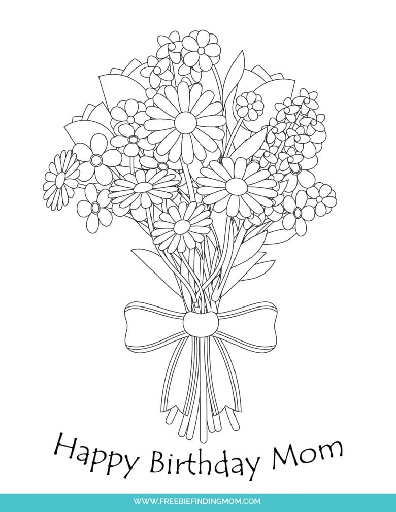 Free Cute Happy Birthday Mom Shapes Coloring Pages Printable