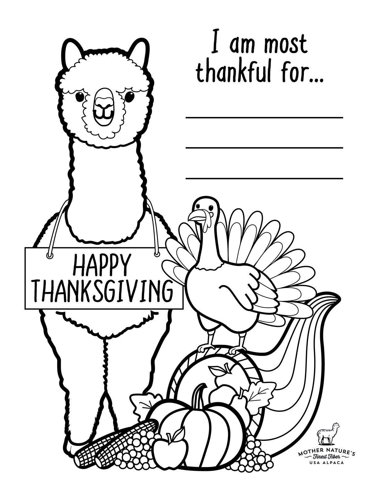 Free Download Thanksgiving Alpaca Coloring Pages  Free Download Thanksgiving Alpaca Coloring Pages