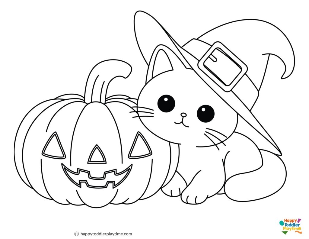 Free Halloween Cat Coloring Pages Happy Toddler Playtime