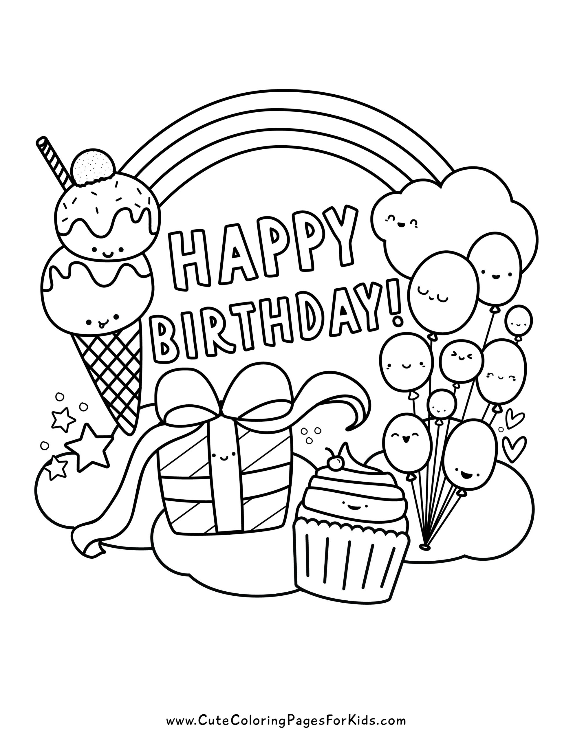 Free Printable Birthday Coloring Pages Cute Coloring Pages For Kids Worksheets Library